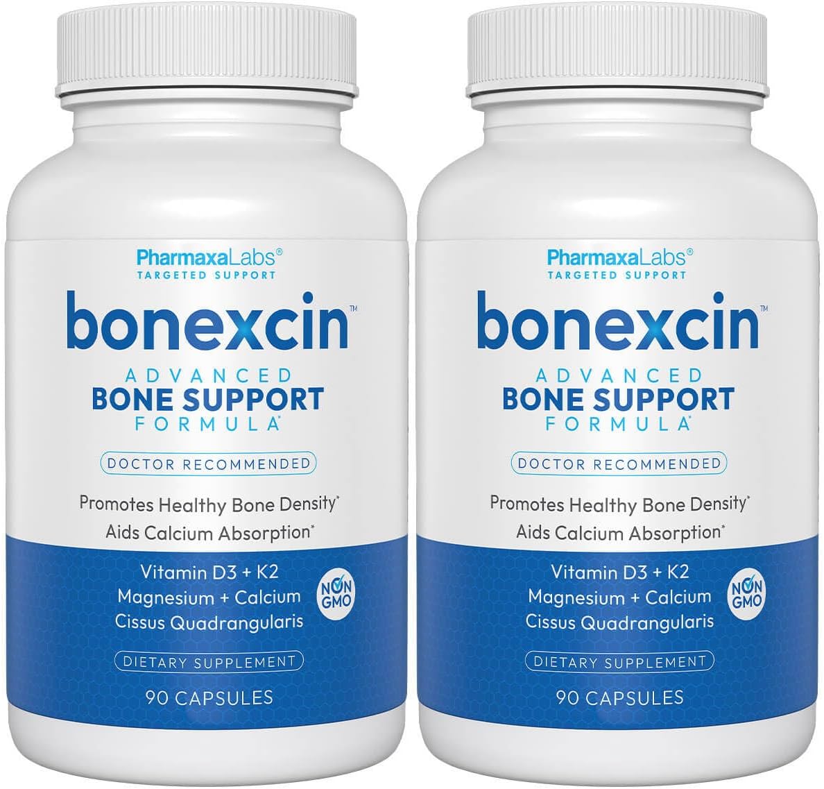 Bonexcin Advanced Bone Support Formula – Calcio, Magnesio, Vitamina D3 y K2 – 90 Cápsulas (Pack de 2)