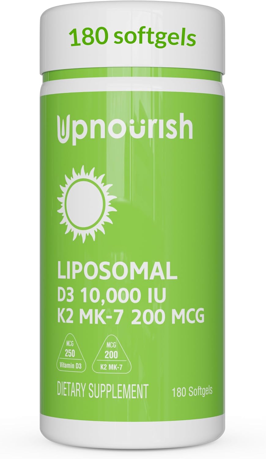 UpNourish Vitamina D3 Liposomal 5000 IU - 365 Cápsulas Blandas con Aceite de Coco Orgánico