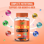 Nutrient Byte Vitamin D3 K2 Gummies – 4000 IU D3 + 140 mcg Mezcla K – Gominolas Veganas sin Gluten – 60 unidades sabor bayas para niños