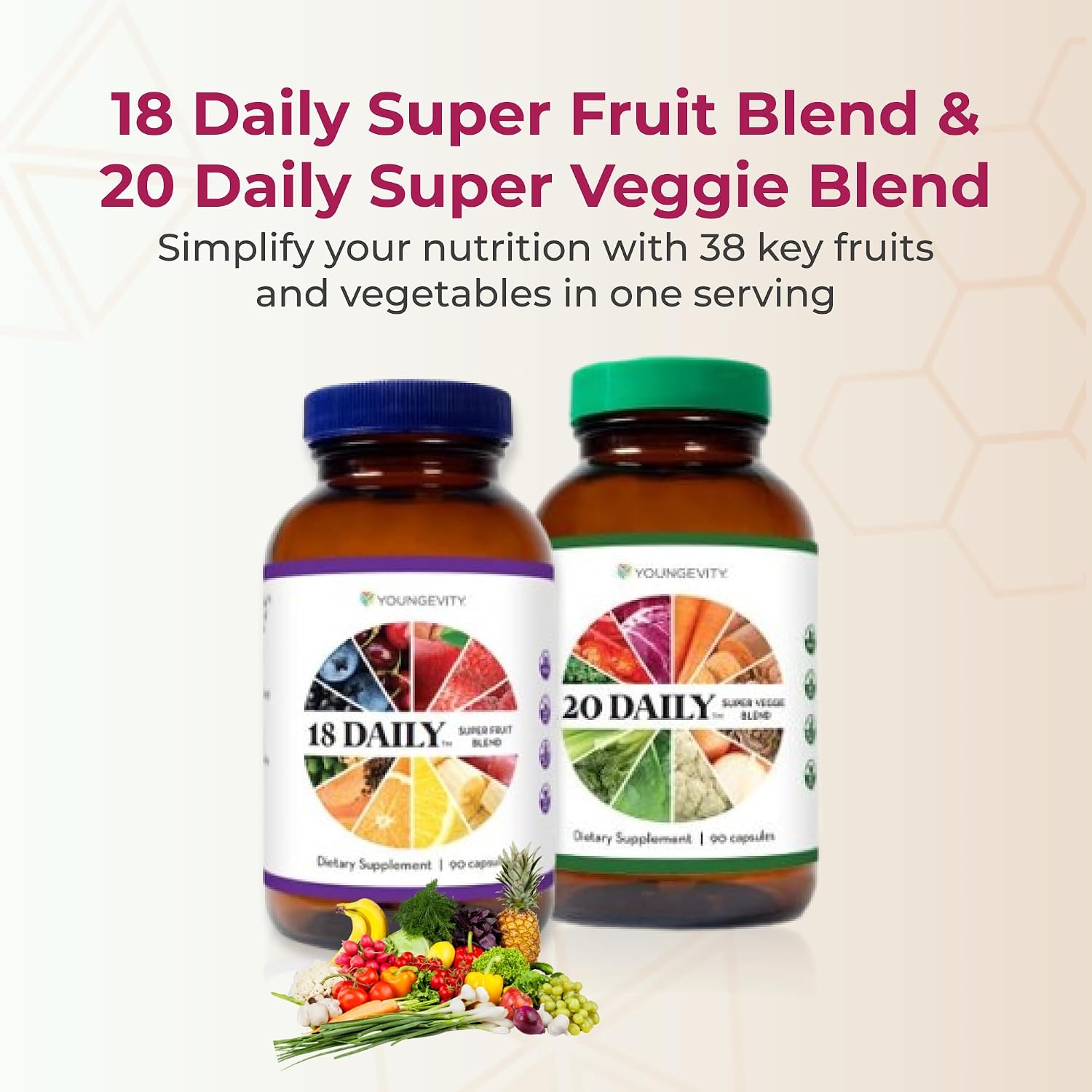 Youngevity 18 Daily Super Fruit Blend & 20 Daily Super Veggie Blend