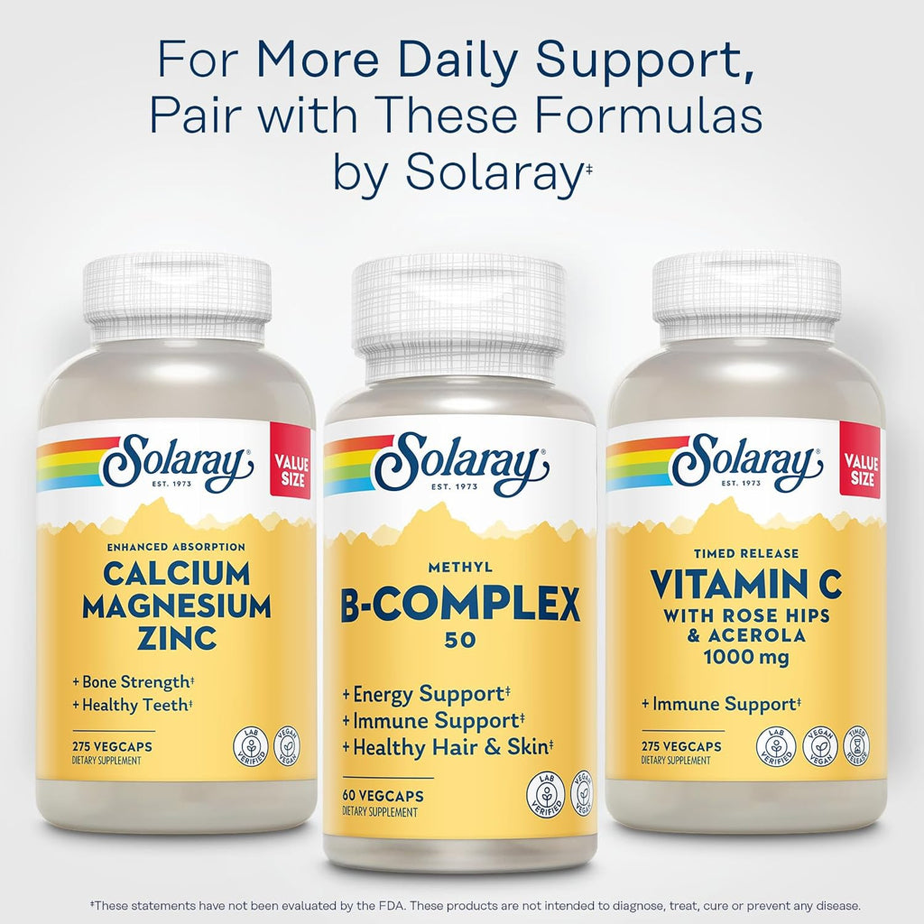 SOLARAY Methylated B Complex - B Vitamin Complex with B12, B6, B1, Folic Acid & Biotin - 60 Vegan Capsules