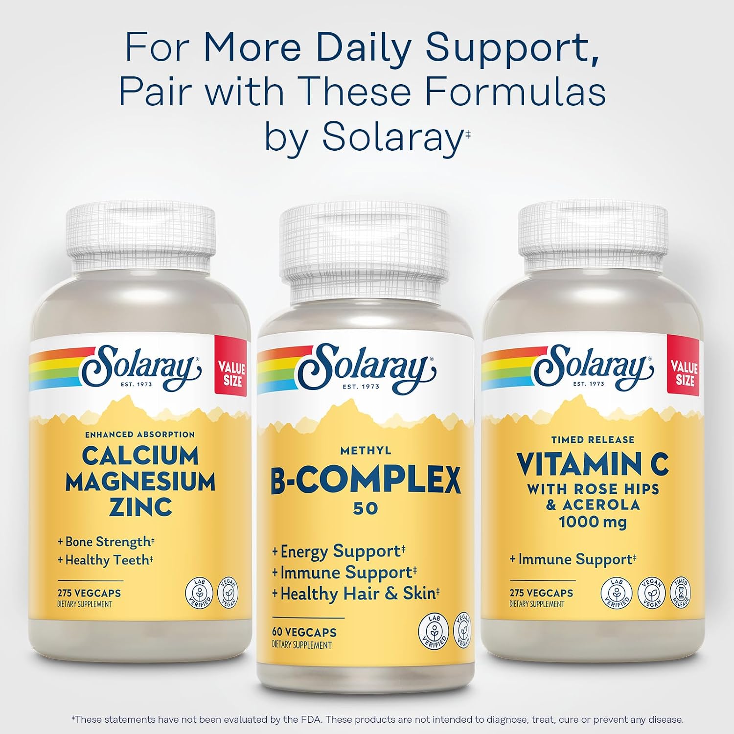 SOLARAY Methylated B Complex - B Vitamin Complex with B12, B6, B1, Folic Acid & Biotin - 60 Vegan Capsules