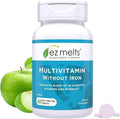 EZ Melts Multivitamin sin Hierro - 18 Vitaminas y Minerales - Vitamina C, Folato, Biotina - No-GMO y Vegano - Sabor Manzana - 60 Comprimidos Dispersables (30 Dosis)