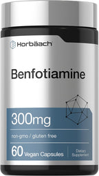 Horbaach Benfotiamina 300 mg | 60 Cápsulas | Vitamina B1 Tiamina | Sin Gluten