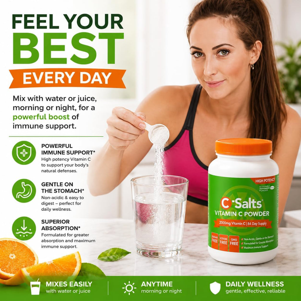 C-Salts Buffered Vitamin C Powder - Organic, 4000 mg Per Serving, 84 Servings - 227 g