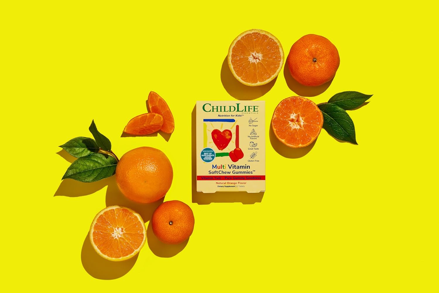 CHILDLIFE ESSENTIALS Multivitamínico en Gominolas para Niños - Sin Azúcar, Sabor Naranja Natural, 27 Gominolas