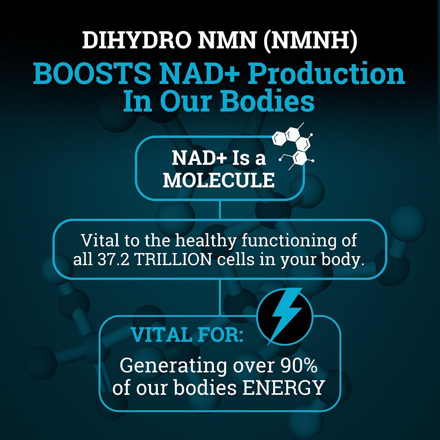 NMNH Supplement 250mg - DiHidro-Nicotinamida Mononucleótido Puro con Bioperine® (Alternativa NMN para Aumentar NAD+)