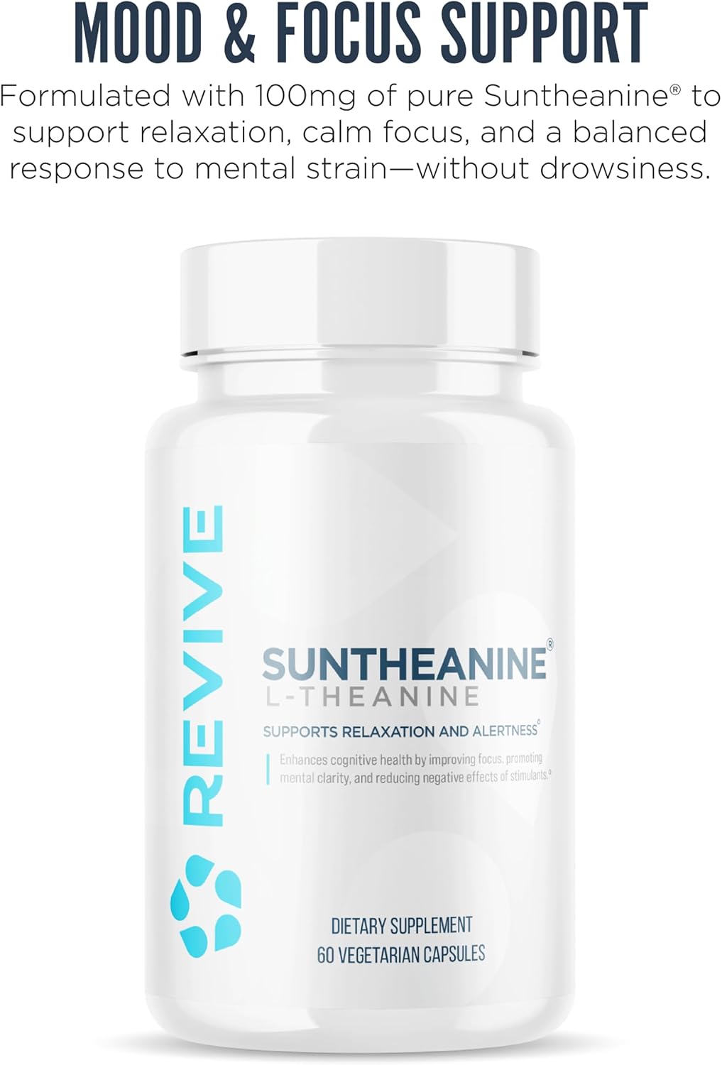 Revive MD Suntheanine L-Teanina - Suplemento para Hombres y Mujeres - 60 Cápsulas Veganas
