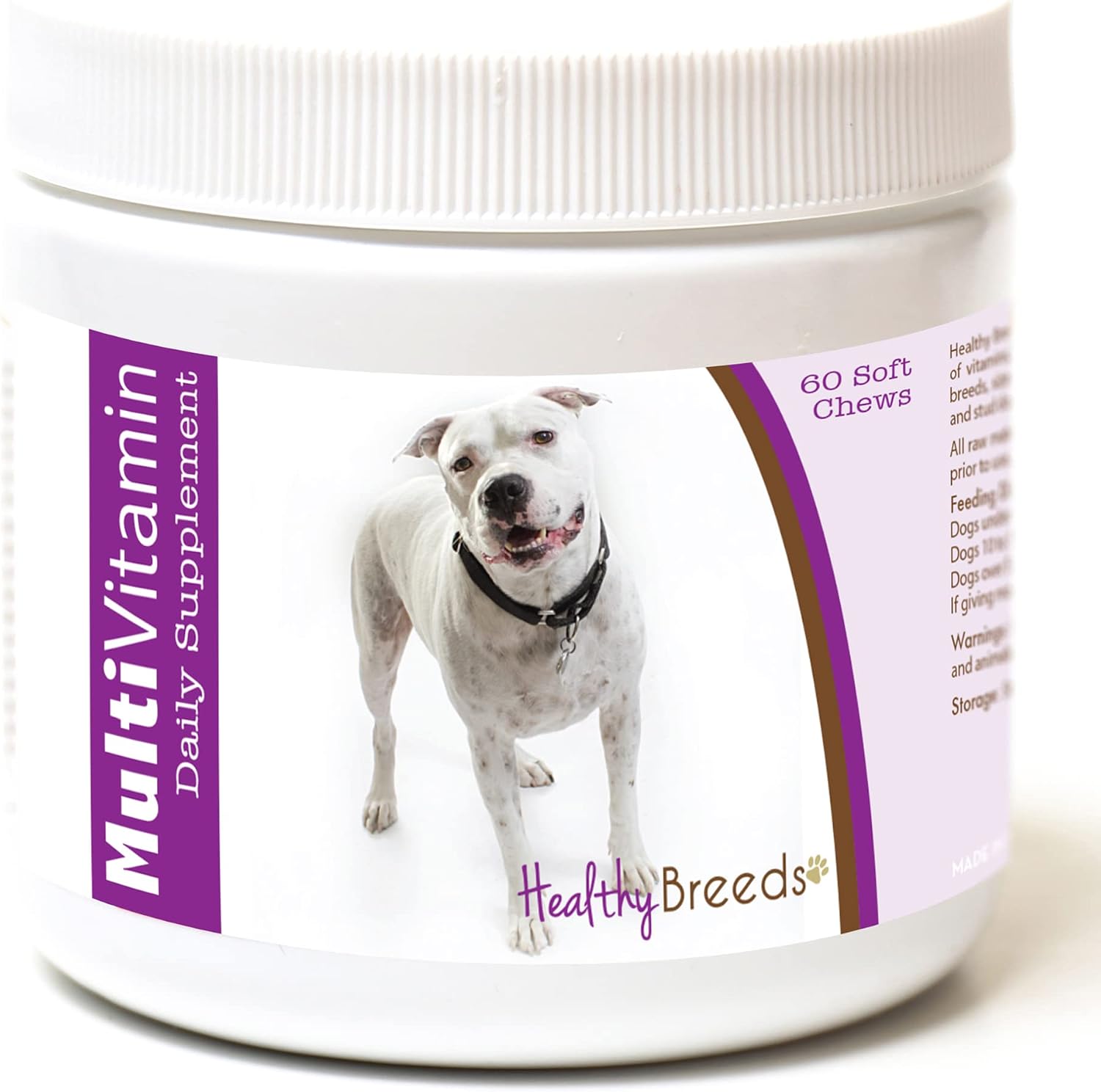 Healthy Breeds Multivitamínico para Perros Pit Bull - 60 Masticables Blandos Sabor Bacon