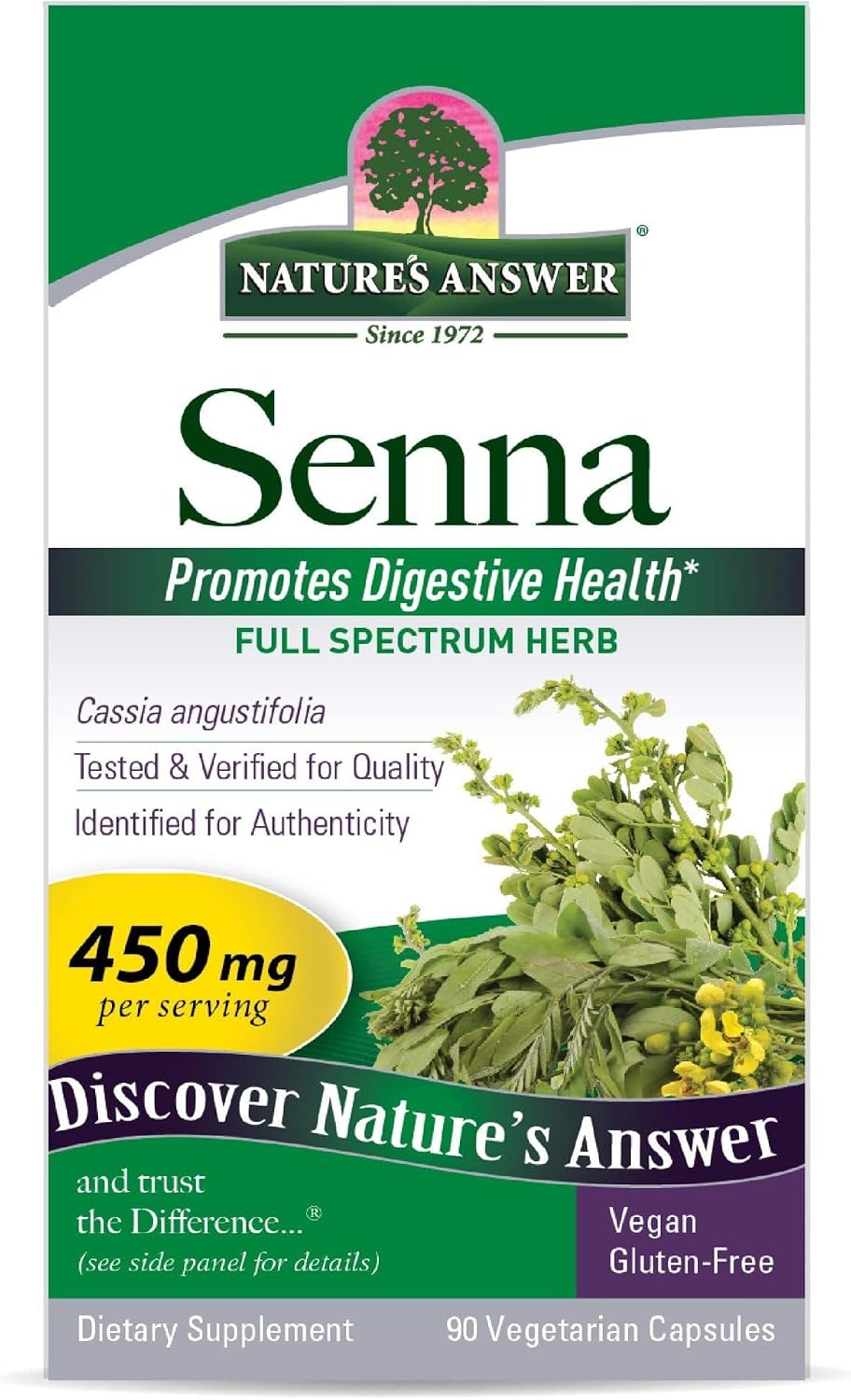 Nature's Answer Senna Leaf - Vegan Digestive Supplement 90 Capsules