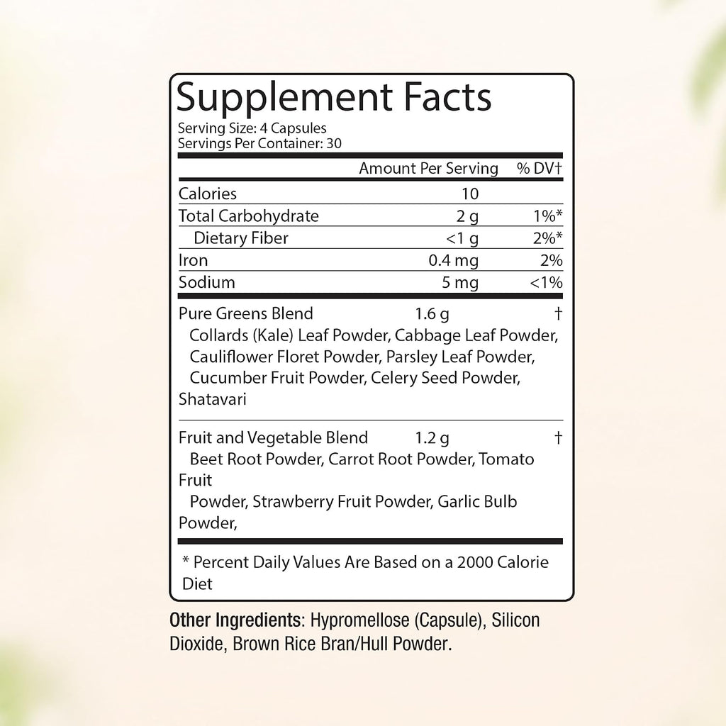 Nature’s Superfuel - Cápsulas de Frutas y Verduras para Hombres y Mujeres - Apoyo Nutricional para Inmunidad, Bienestar, Estilo de Vida Activo y Salud Digestiva - Vitaminas, Minerales y Antioxidantes - 120 Cápsulas