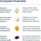 BabyRx Complete Postnatal+ - Vitaminas Postnatales con Omega-3 DHA, EPA, Colágeno, Ácido Fólico y Hierro - 60 Cápsulas (30 Días)