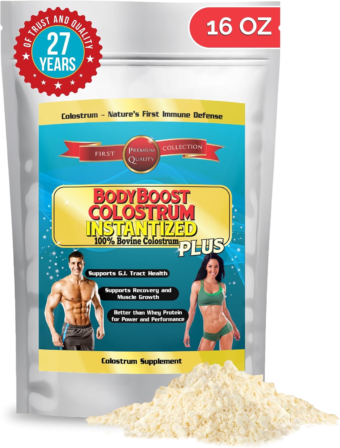 BodyBoost Calostro Instantáneo Integral, Calostro Bovino 99.5% en Polvo, 454 g