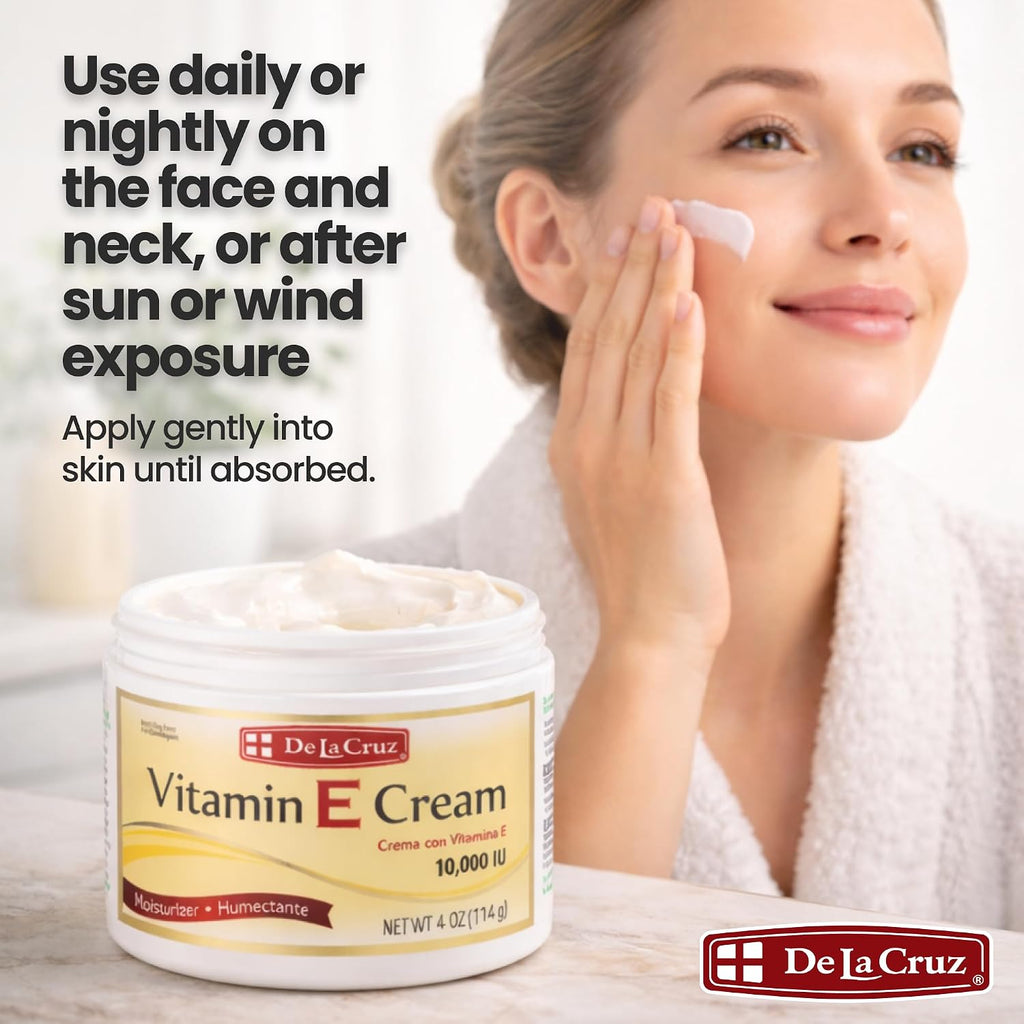 De La Cruz Crema de Vitamina E Hidratante para Rostro y Cuello - 113 g