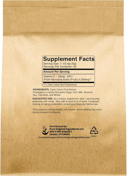 PURE ORIGINAL INGREDIENTS Polvo de Camu Camu – Protección celular frente al daño oxidativo: Actúa como – Image 2