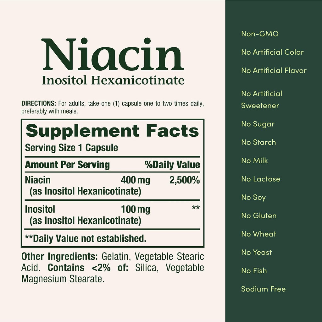 Nature's Bounty Niacin 500mg Sin Enrojecimiento, 120 Cápsulas