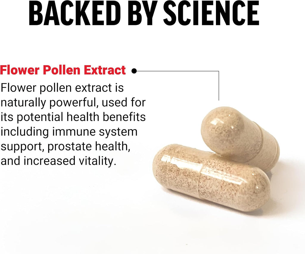 Force Factor Polen de Flores para la Próstata - Suplemento para la Salud Masculina, 500 mg, 60 Cápsulas Veganas