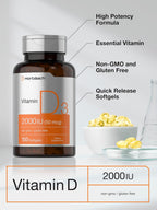 Horbaach Vitamina D3 2000 UI Cápsulas Blandas | 150 Unidades | 50 mcg Colecalciferol | No Transgénico y Sin Gluten