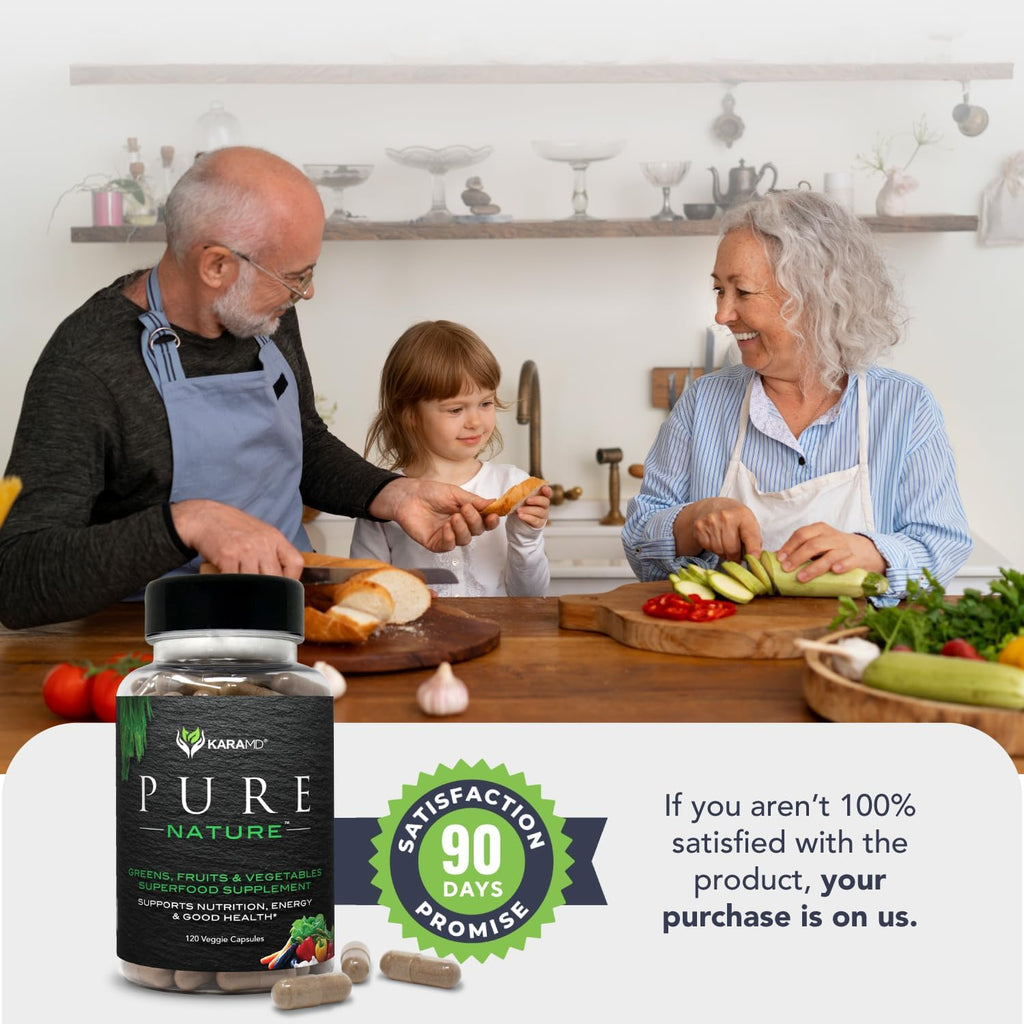 KaraMD Pure Nature | Greens, Frutas y Verduras | Multivitamínico Integral y Antioxidantes | 20 Frutas y Verduras para Energía y Digestión | Sin Gluten y Vegano (30 Porciones)