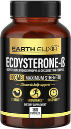 Earth Elixir Ecdysterone 900mg (180 Cápsulas) – Suplemento Deportivo con Beta-Ecdysterona y Ciclodextrina para Máxima Biodisponibilidad