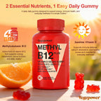 VEGEPOWER Gominolas Veganas de Vitamina D3 y B12, Metilcobalamina, para Adultos y Niños, Sabor Naranja, 90 Gominolas