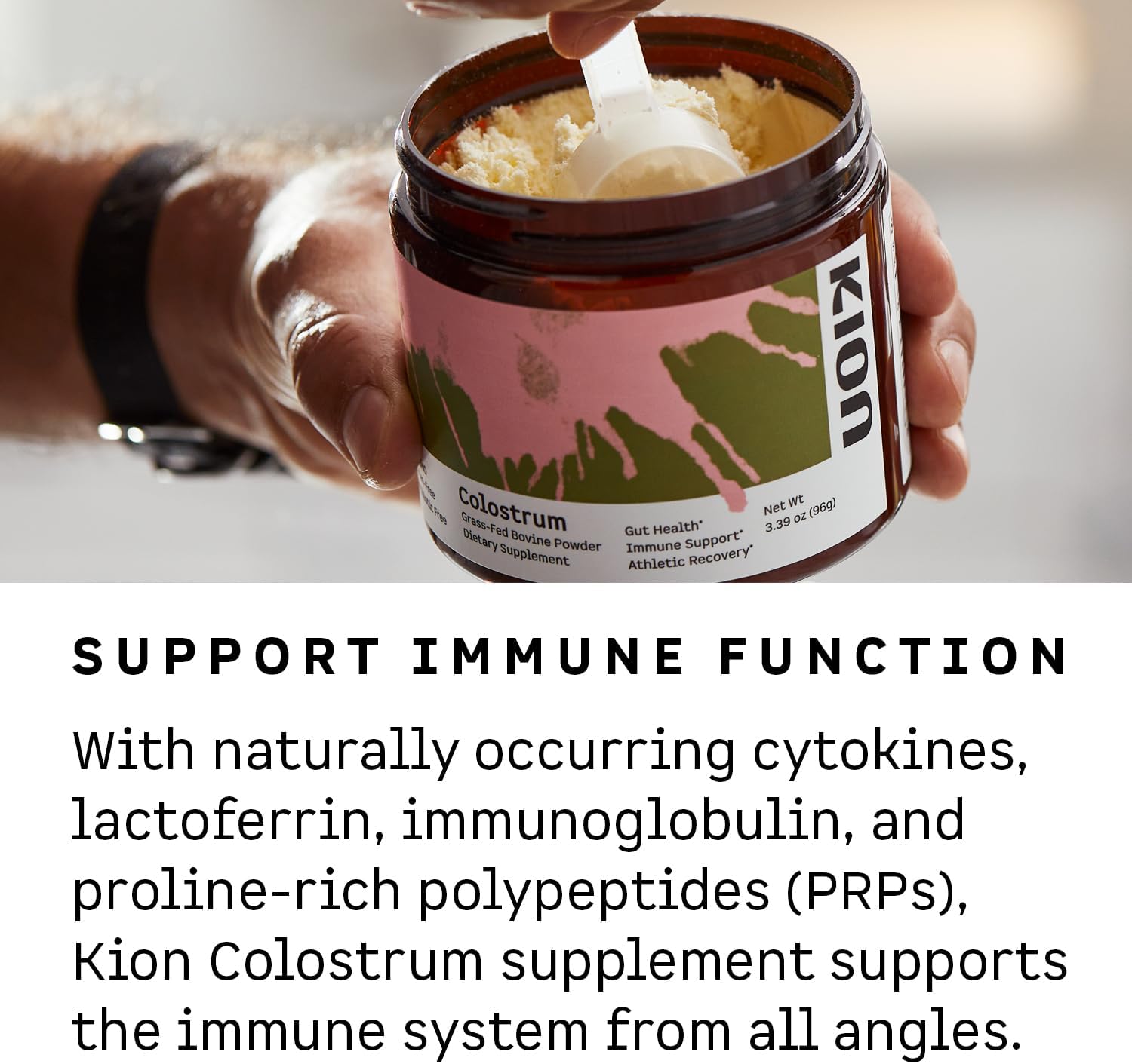 Kion Colostrum de Vaca Alimentada con Pasto | Salud Intestinal y Apoyo Inmunitario | 30 Dosis