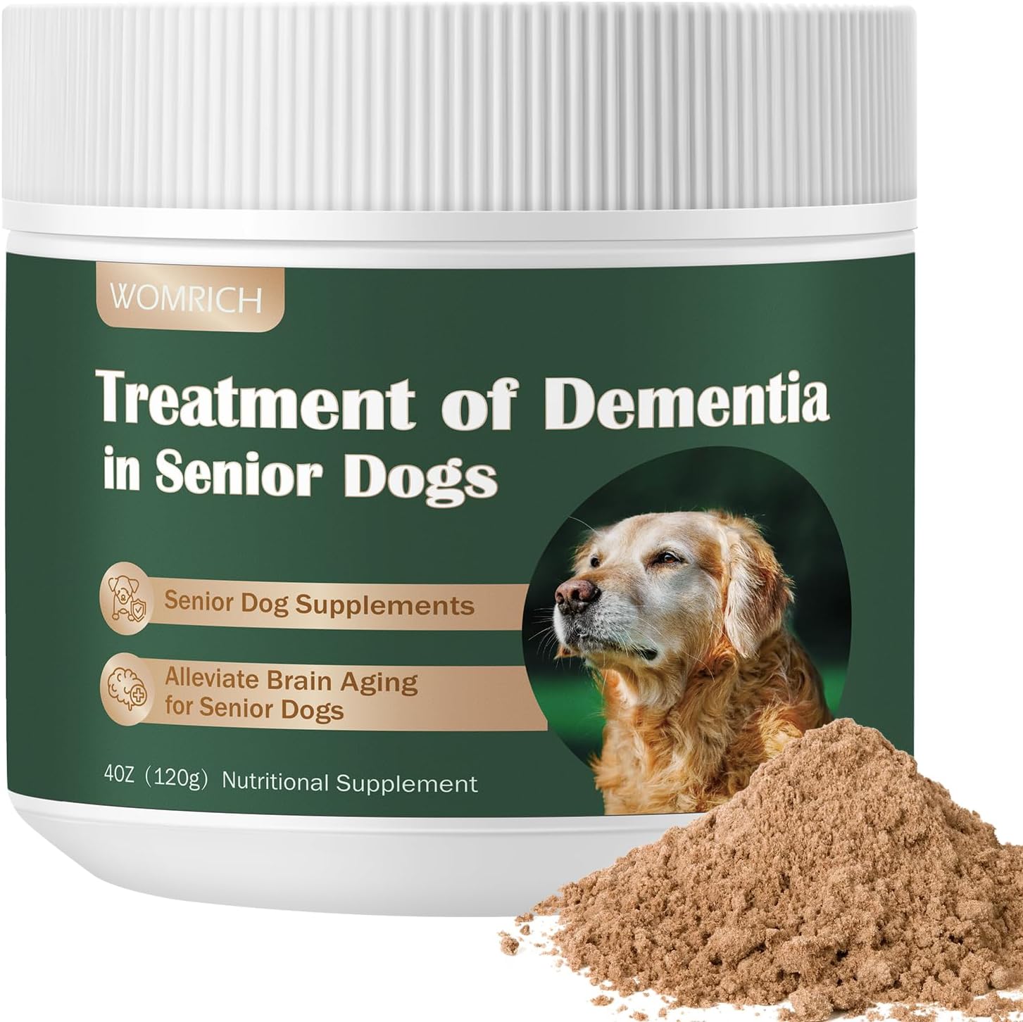 WOMRICH Senior Dog Supplements - Polvo de Hongos para Perros Mayores (120g)