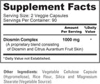 NusaPure Complejo de Diosmina 1.000 mg por porción - 180 Cápsulas Vegetales (No-GMO, Vegano) con Citrus Aurantium