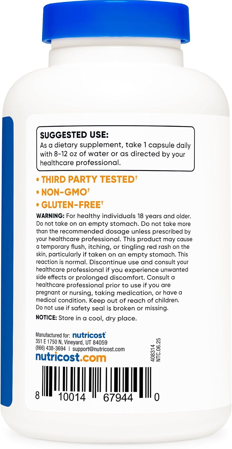 Nutricost Niacin (Vitamin B3) 500mg, 240 Capsules - With Flush, Non-GMO, Gluten Free