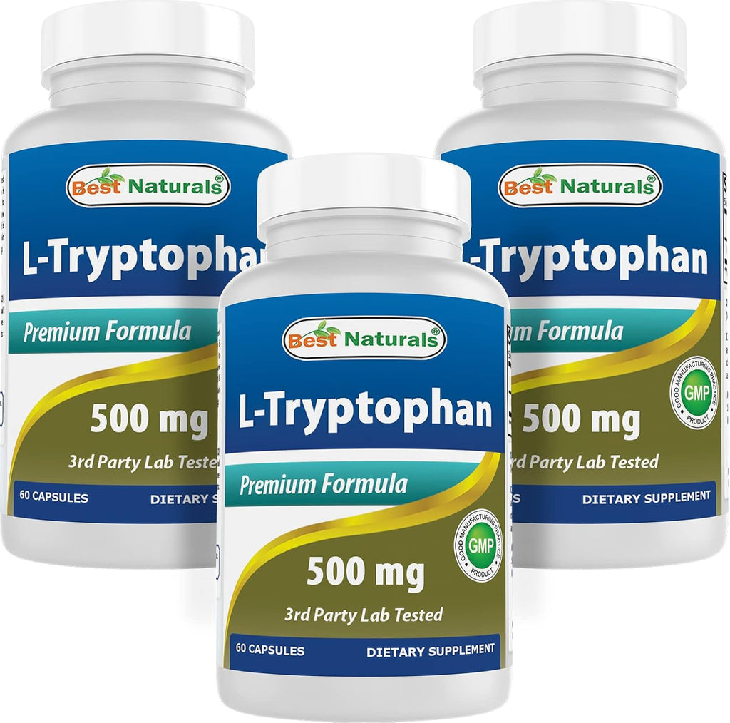 Best Naturals L-Tryptophan 500 mg 60 Cápsulas (Pack de 3)