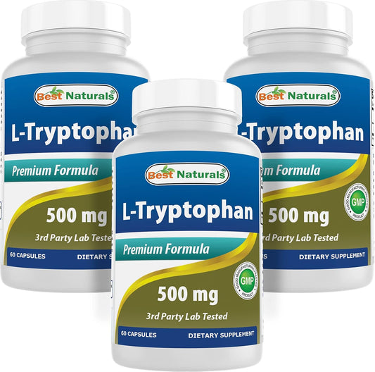 Best Naturals L-Tryptophan 500 mg 60 Cápsulas (Pack de 3)