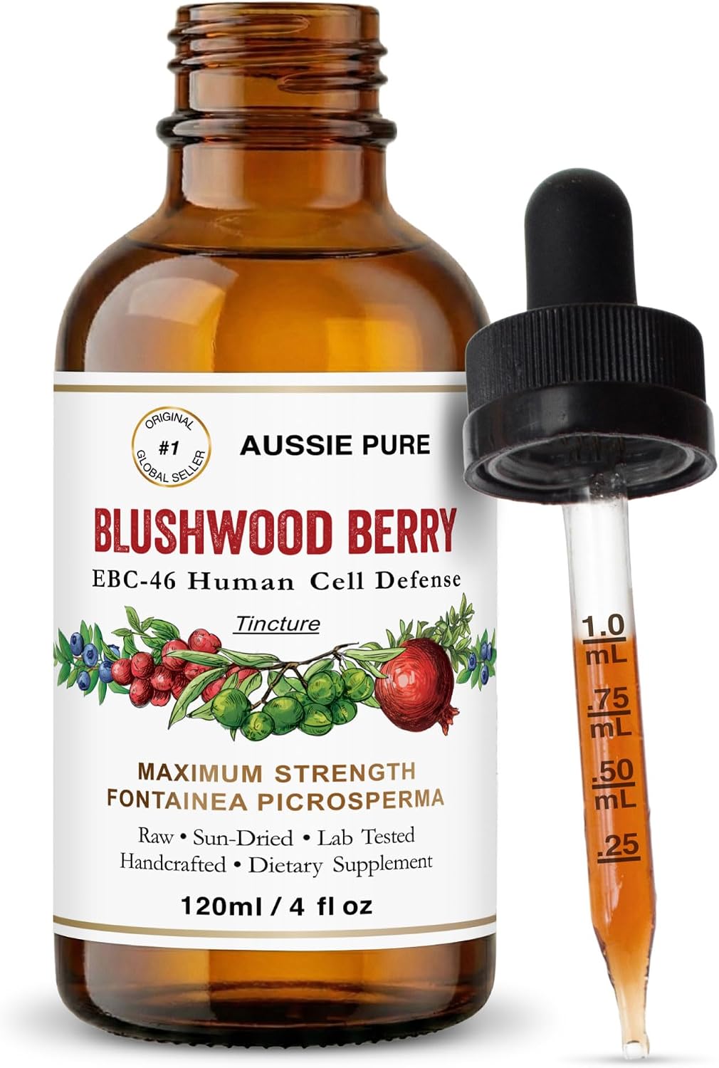 Blushwood Berry EBC-46 Tintura – Apoyo Inmunológico y Celular – Antioxidante Natural – Fórmula Vegana Sin Alcohol – 120 ml