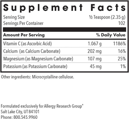 ARG Buffered Vitamin C Powder - Vitamina C Tamponada con Minerales - 102 Raciones - 241 g – Image 3
