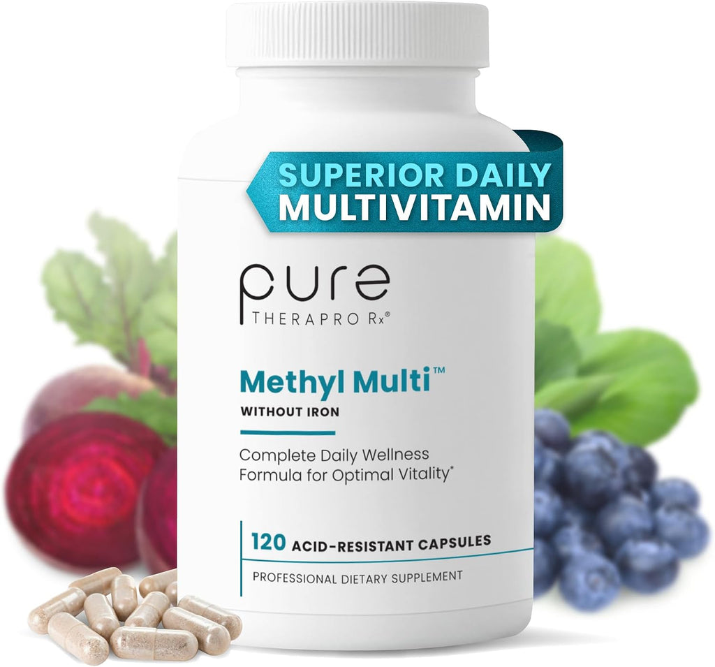 Pure Therapro Rx Methylated Multivitamin for Men & Women - Iron-Free Methylated Multivitamin with Methyl B12 & Methylfolate - 120 Capsules (2-Month Supply)