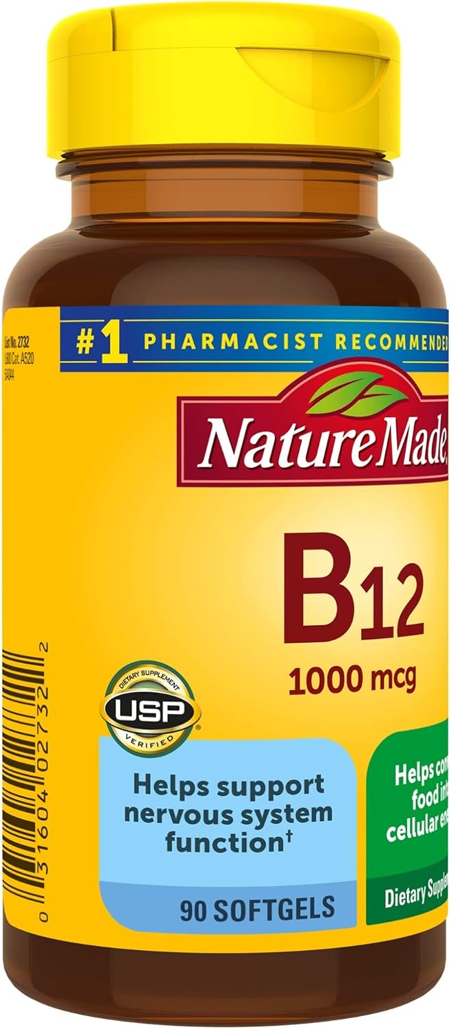 Nature Made Vitamin B12 1000 mcg, 90 Softgels for Energy Metabolism