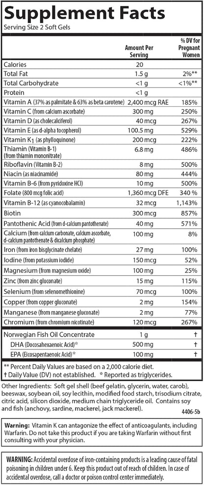 Carlson Prenatal, Multivitamínico con DHA y – Ácido fólico: esencial para el crecimiento de los tejidos maternos. – Image 7