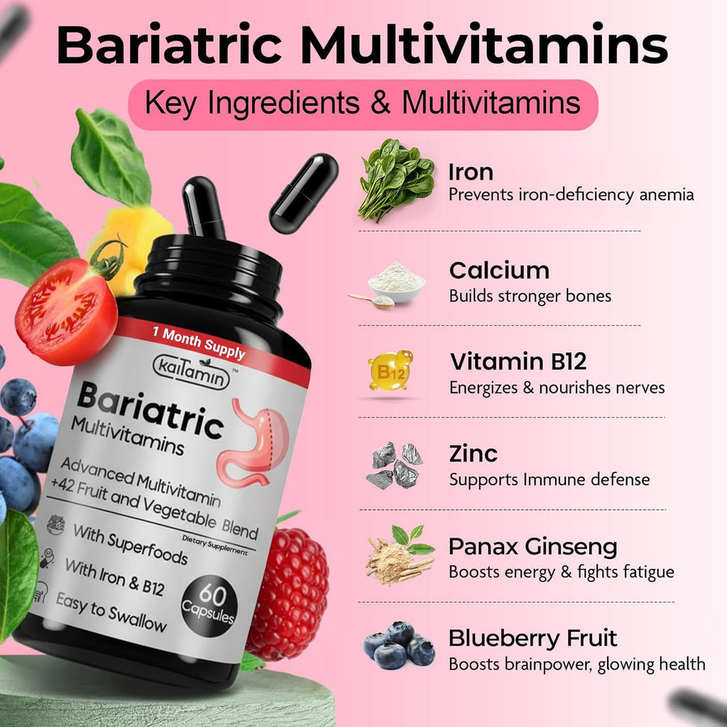Kaitamin Multivitamínico Bariátrico con Hierro, 60 Cápsulas