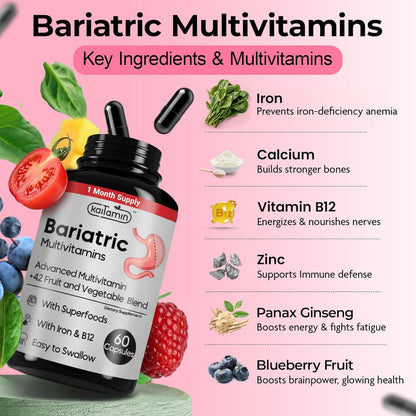 Kaitamin Multivitamínico Bariátrico con – Mantenimiento óseo: El calcio y la vitamina D3 contribuyen al – Image 2
