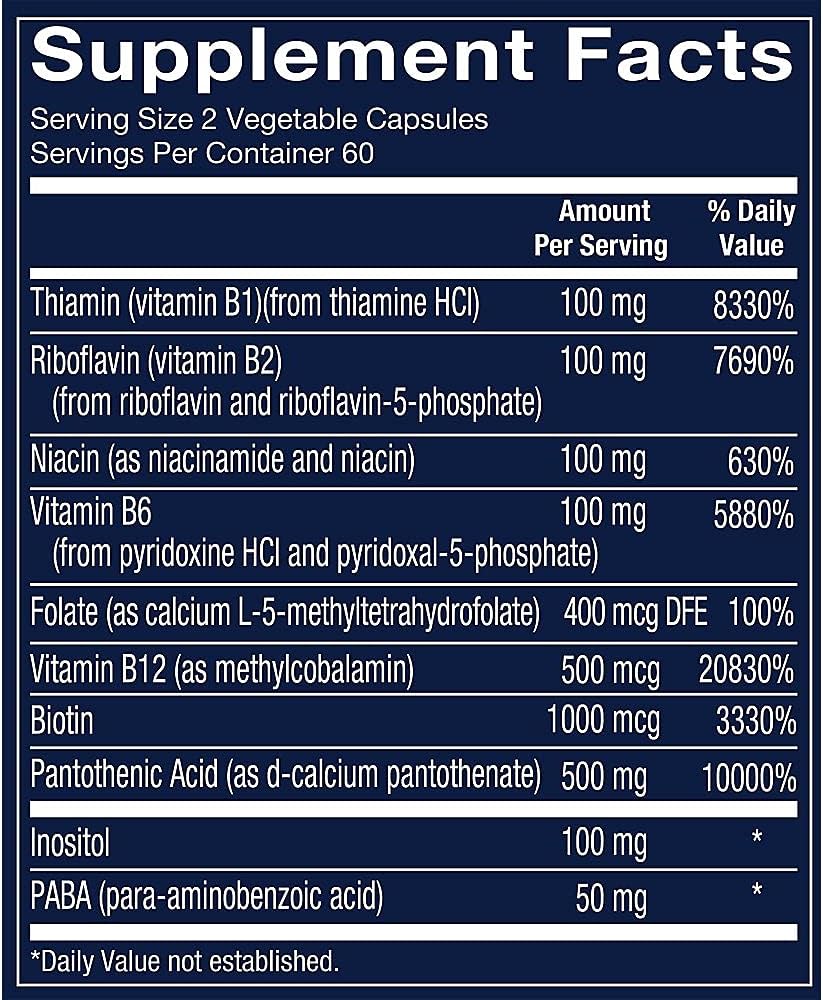 Vthrive Bioactive B-Complex - Complejo B Bioactivo con Coenzimas Activas (120 Cápsulas Vegetales)