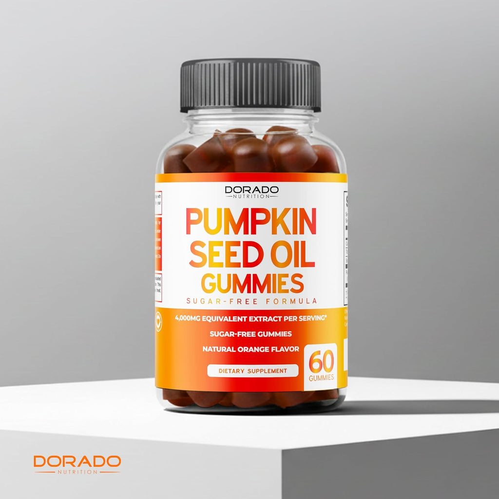 Gominolas de Aceite de Semilla de Calabaza 4000mg - Sin Azúcar, Sabor Naranja, Vegano (60 Gominolas)
