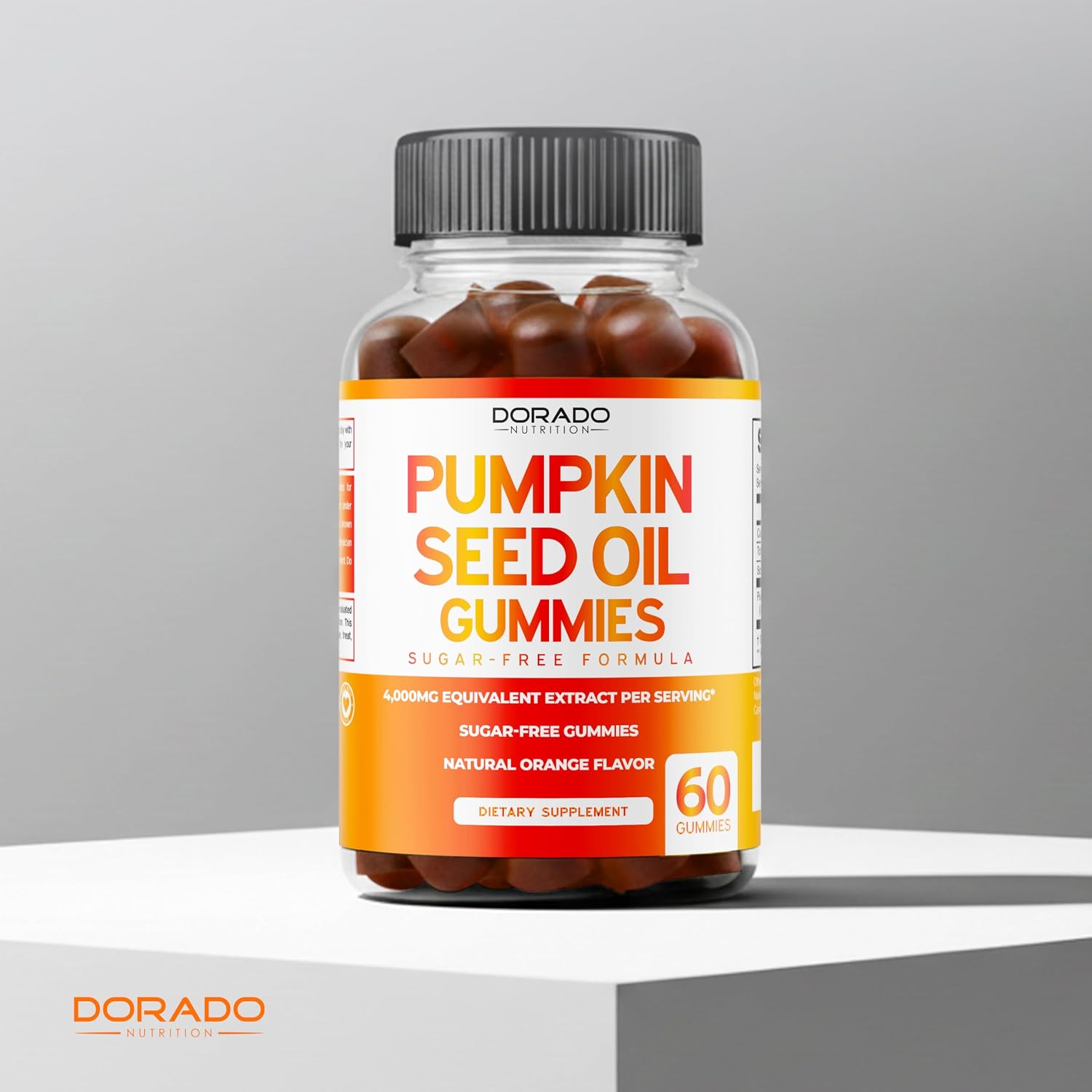 Gominolas de Aceite de Semilla de Calabaza 4000mg - Sin Azúcar, Sabor Naranja, Vegano (60 Gominolas)