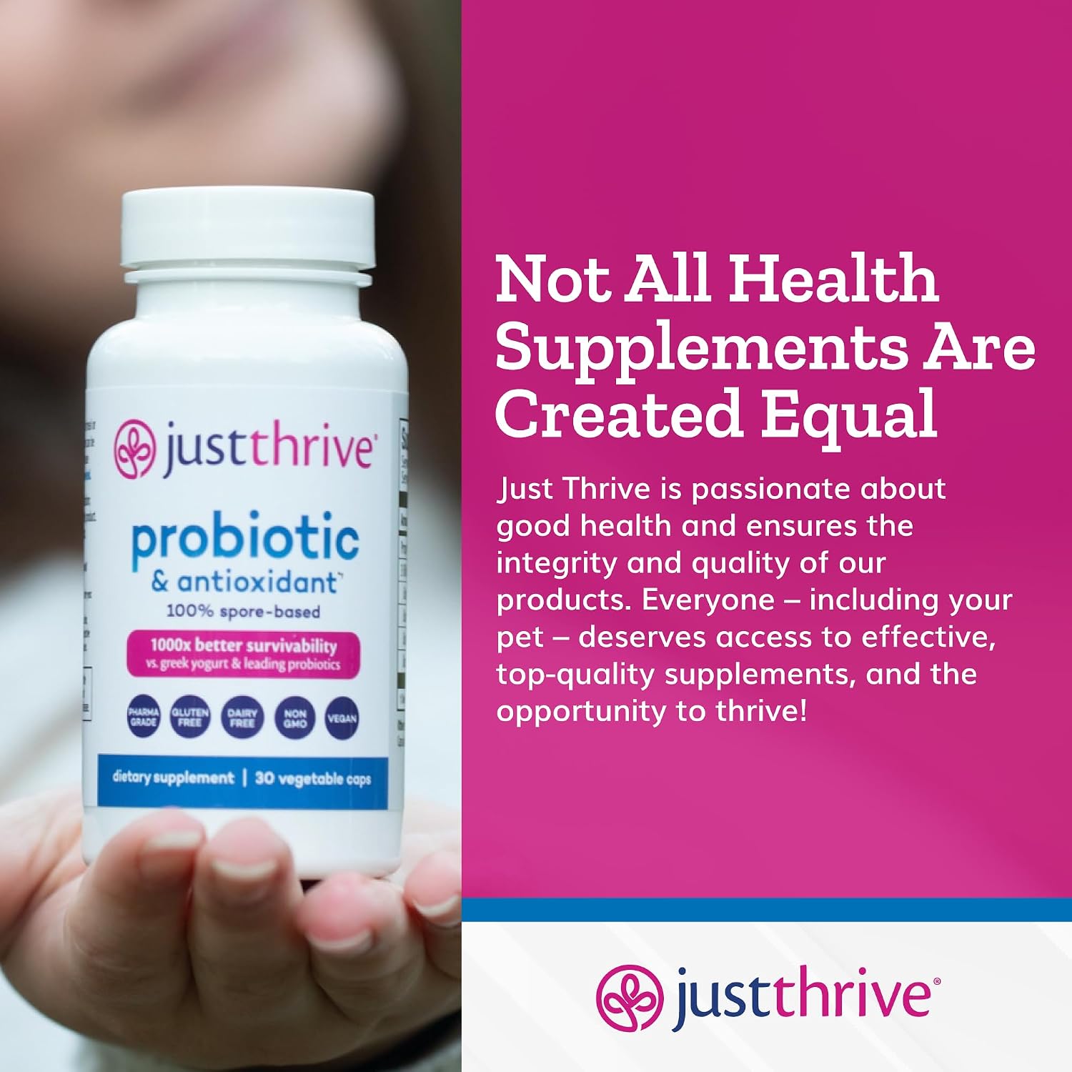 Just Thrive Probiótico y Antioxidante, 30 cápsulas