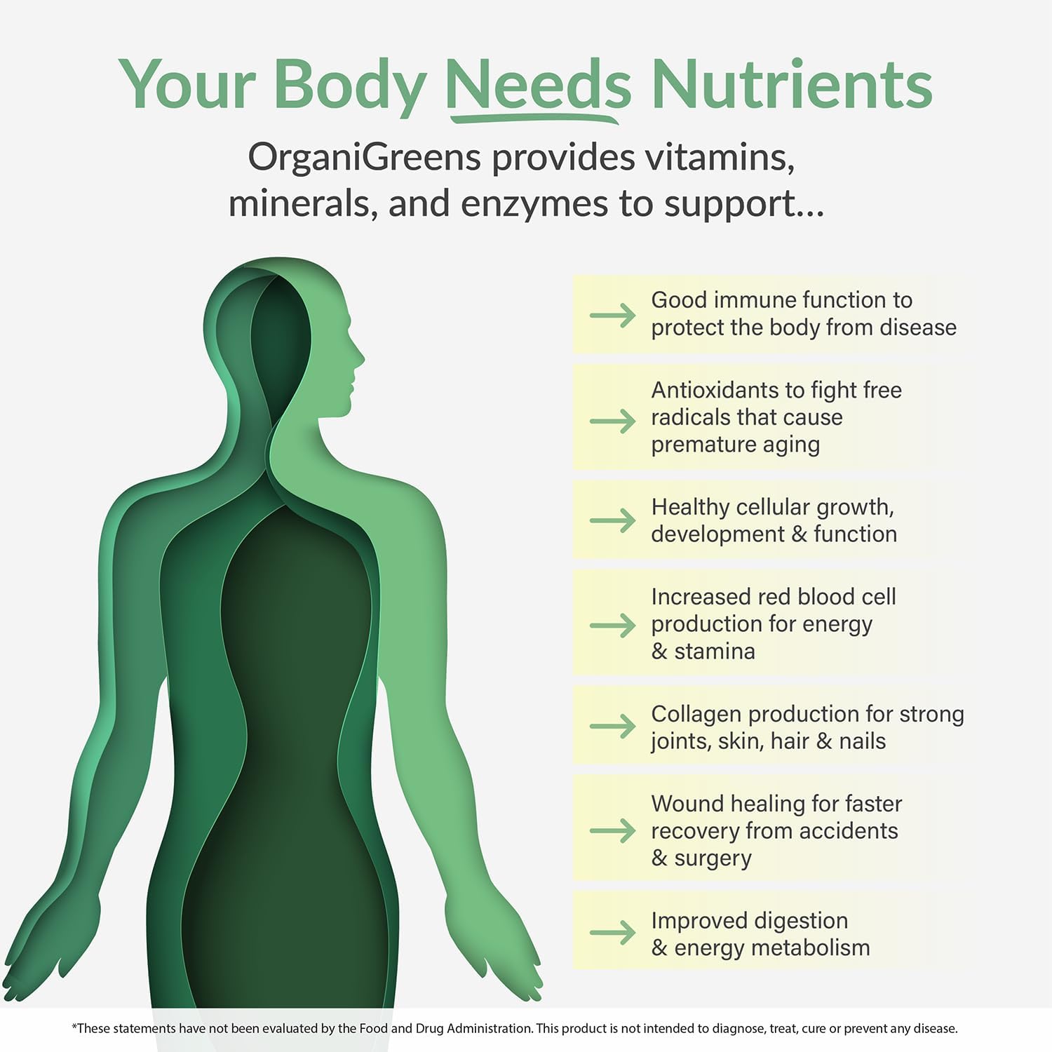 Organixx Greens Superfood Powder con Probióticos y Enzimas Digestivas - 283 g