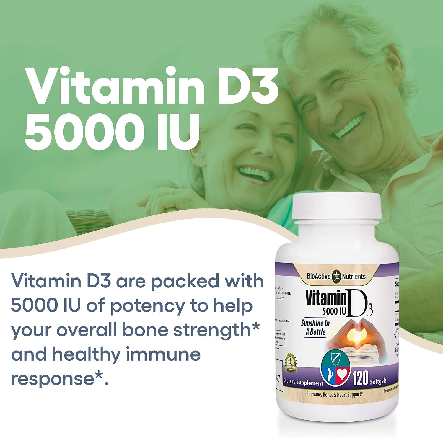 Vitamina D3 5000 IU - 120 Cápsulas Blandas - BIOACTIVE NUTRIENTS