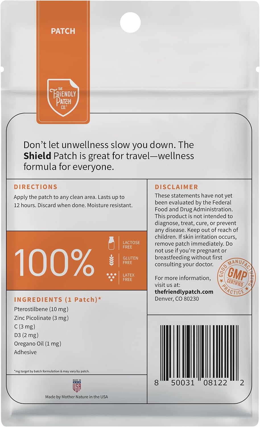 The Friendly Patch Shield Patch - Wellness Patches Travel 8 Pack