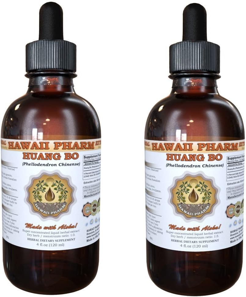 Tintura de Huang Bo, Huang Bai, Corteza de Álamo Amur (Phellodendron Chinense) Extracto Líquido - Suplemento Herbal 2x2 oz (60 ml)