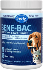 PetAg Bene-Bac Probiotics para perros, gatos y mamíferos - 1 lb (454 g) Polvo
