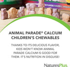 NaturesPlus Animal Parade Calcium, Sabor Vainilla - 135 Comprimidos Masticables para Niños