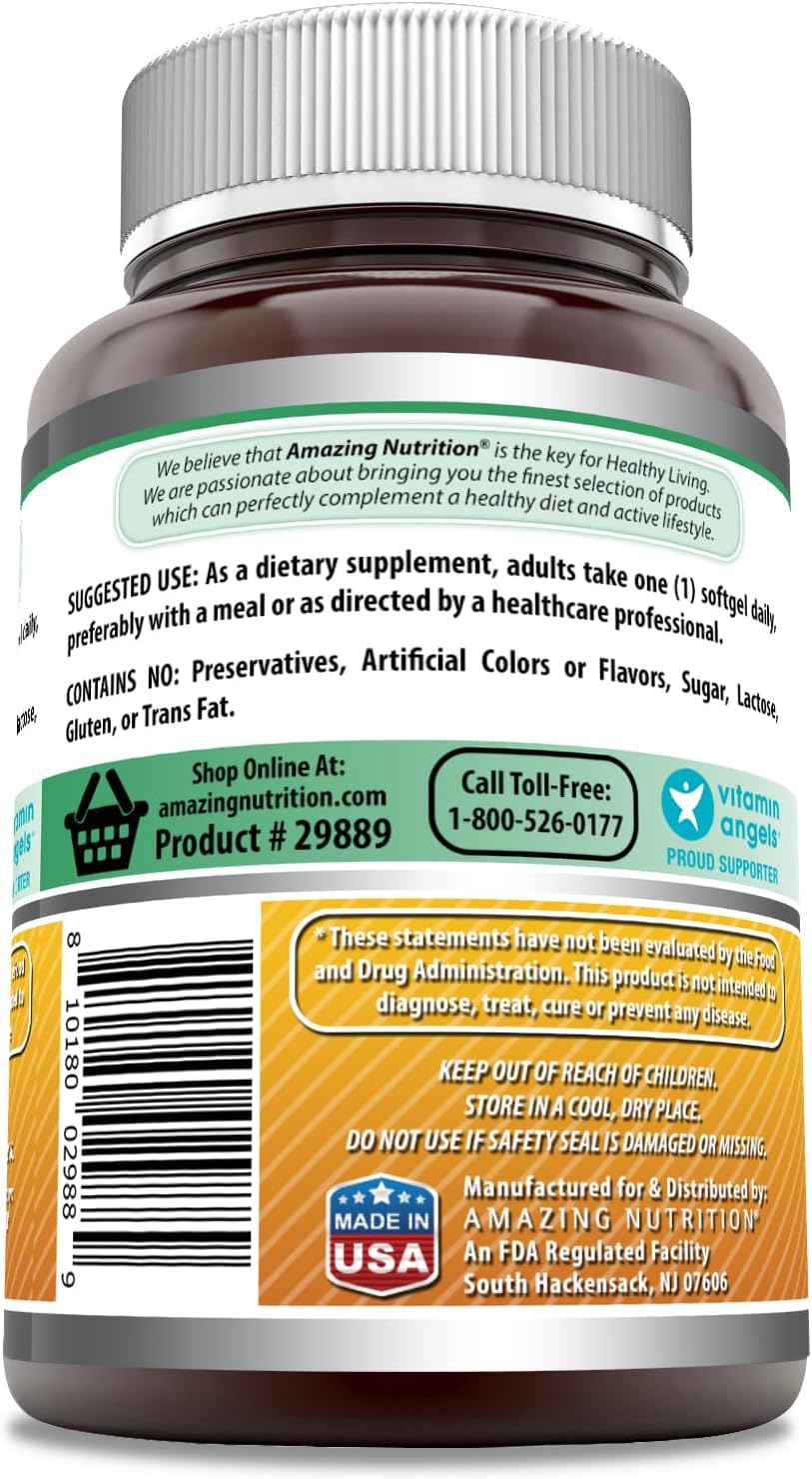 Vitamina D3 5000 IU en Aceite de Coco – 360 Cápsulas Blandas – Amazing Nutrition