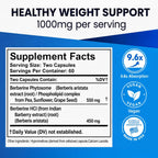 Ultimate Berberina Fitosoma para Salud Metabólica Óptima después de los 40, Fórmula de Doble Acción con Absorción 9.6X para Apetito y Salud Intestinal, Inmunidad y Colesterol, Dosis Clínica y Probado por Terceros